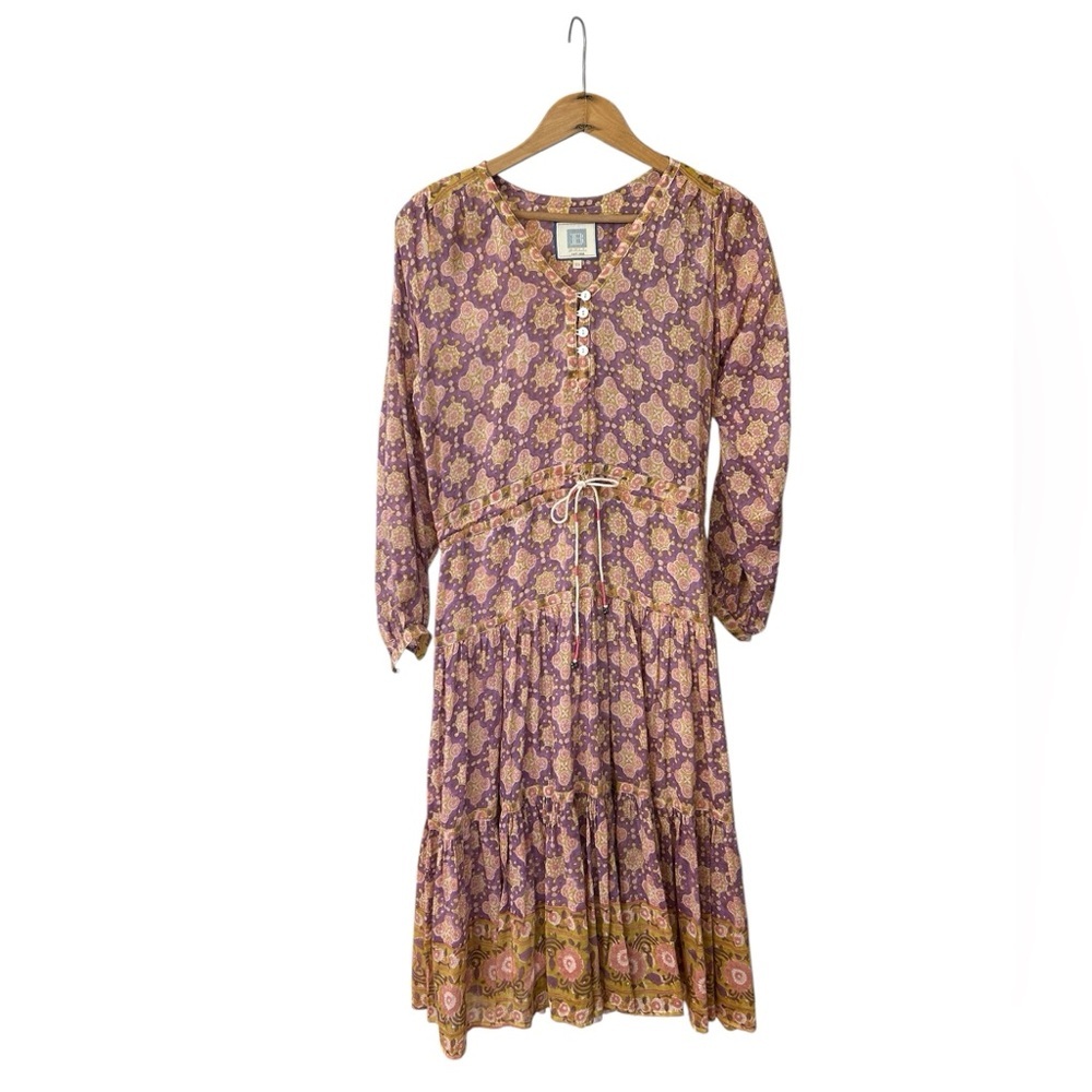 Alicia Bell | Women’s purple/orange/green patterned long sleeve midi dress sz XS